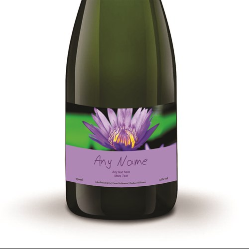 Personalised Champagne - Purple Flower Label - 5 Stars